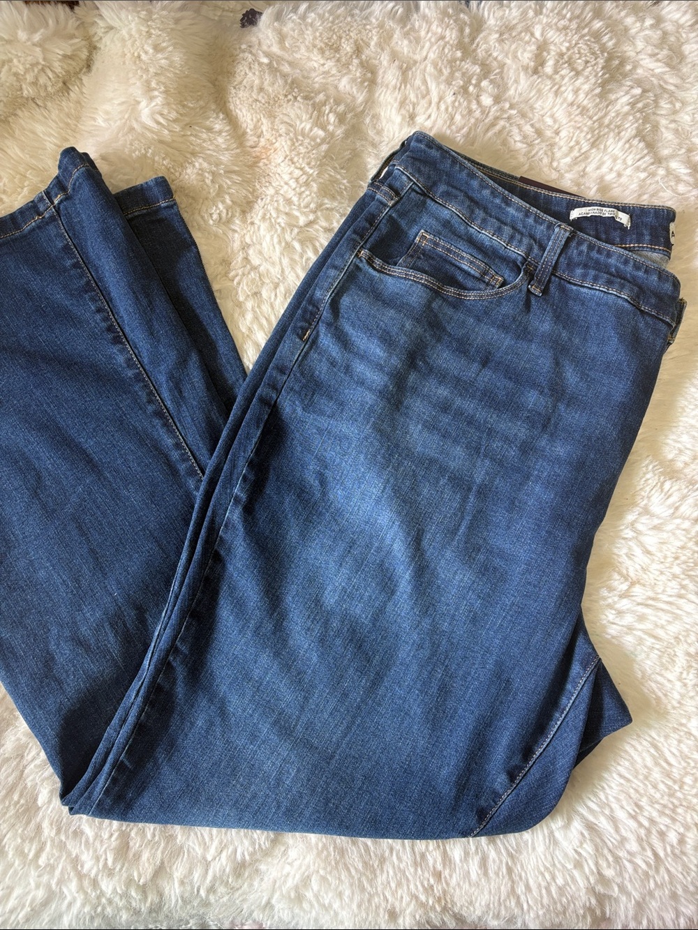 Ava & Viv Women's Dark Blue Wide-Leg Flare Jeans